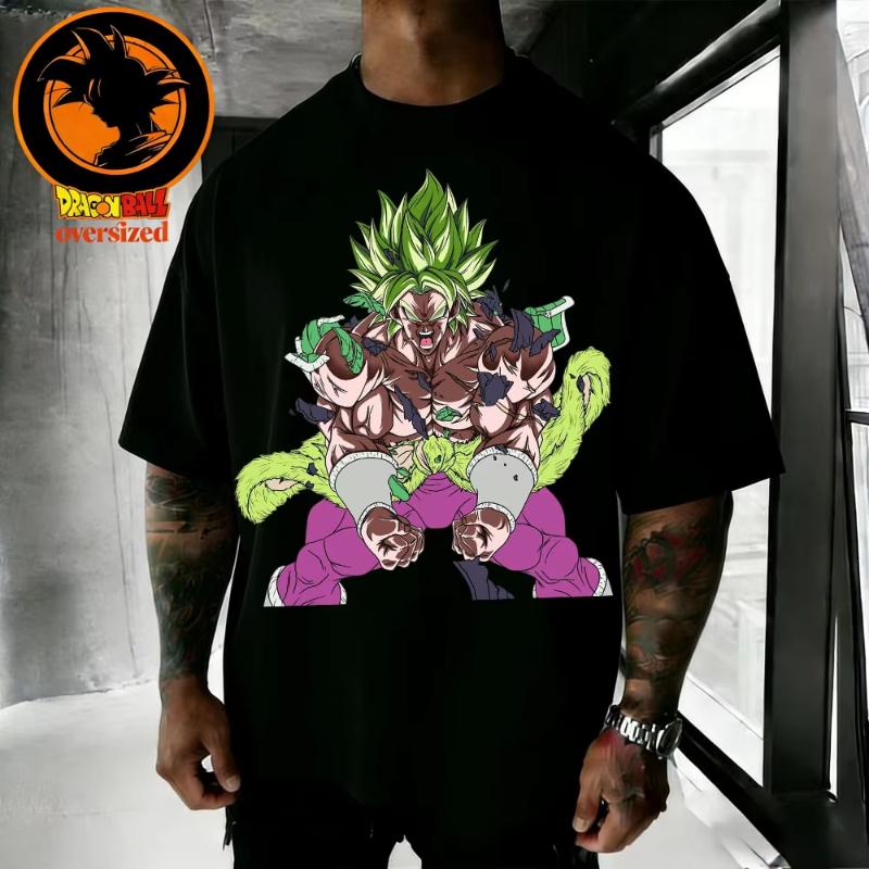 2026 Summer Dragon Ball Retro Pure Cotton Mens Tshirt Brolly Fullform Printed Oversized Casual Shirt Unisex Parentchild Suit