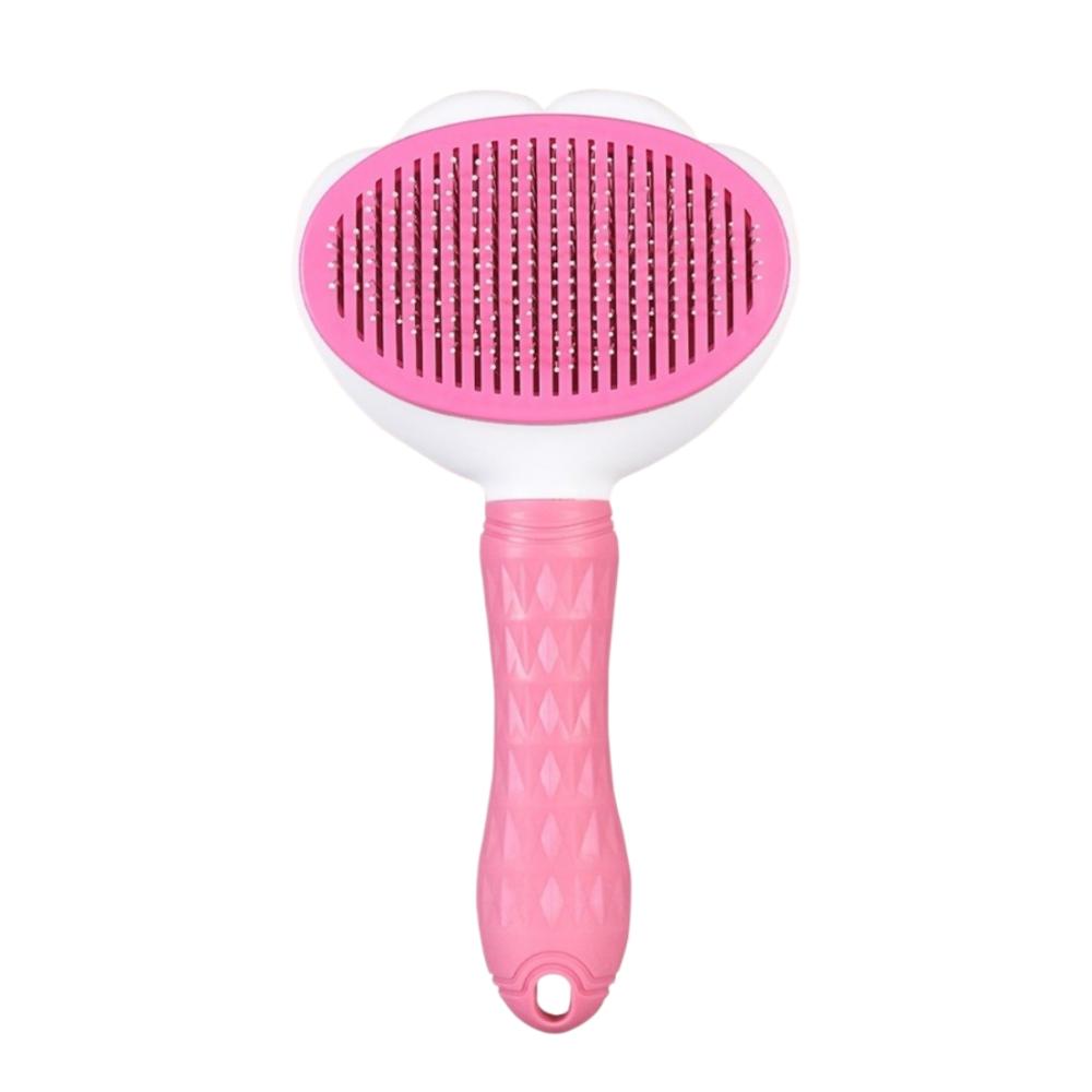 

Cat Paw Shape Pet Dog Brush Anti-tangle Grooming Tool Cat Hair Remover Anti-slip Handle Self Cleaning Dematting Comb Home Use розовый