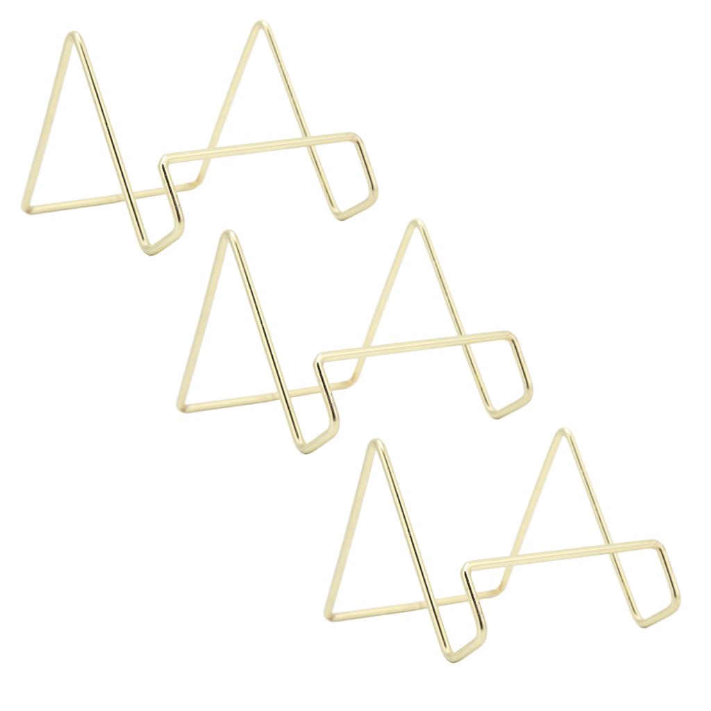 3 Pcs Wire Plate Stand Gold Simple Stylish Geometric Design Rust Resistant Wire Plate Stand Holder Easel Display