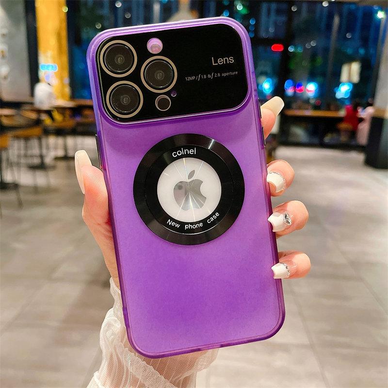 Deluxe Large Window Lens Film Frosted Magnetic Wireless Charging Case for iPhone 14 13 12 11 Pro Max Drop Protection Cover