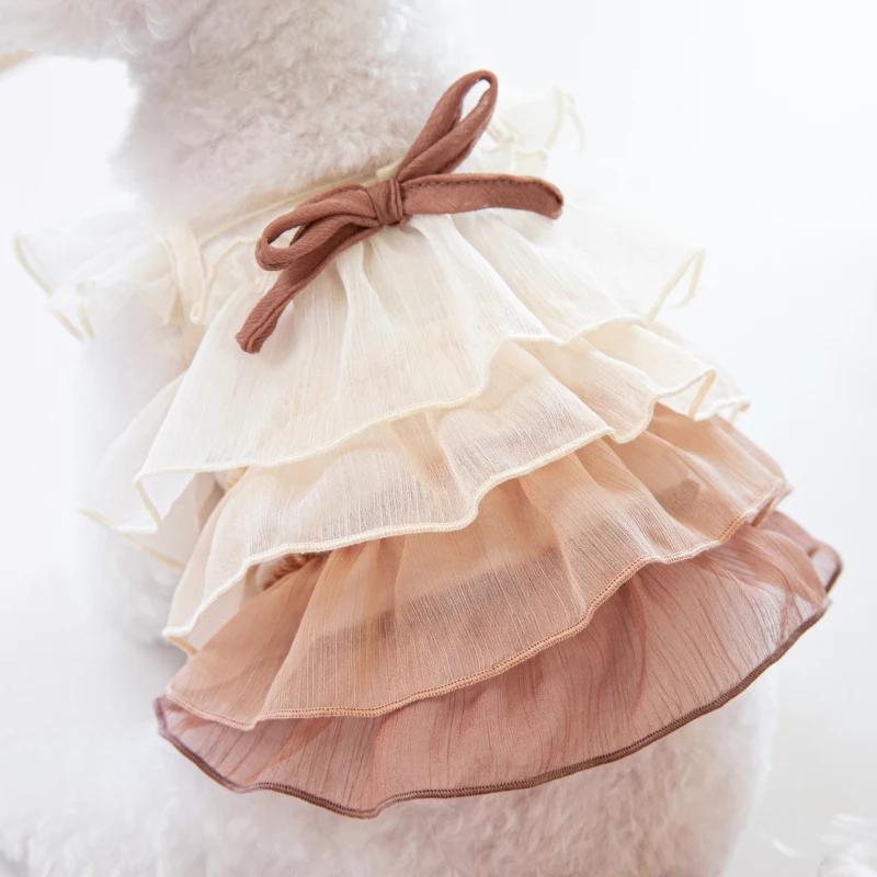 

Small Dog Clothes Cat Chihuahua Yorkie Pomeranian Shih Tzu Maltese Poodle Bichon Schnauzer Pet Clothing Summer Dog Dress Tutu XXS кофейный