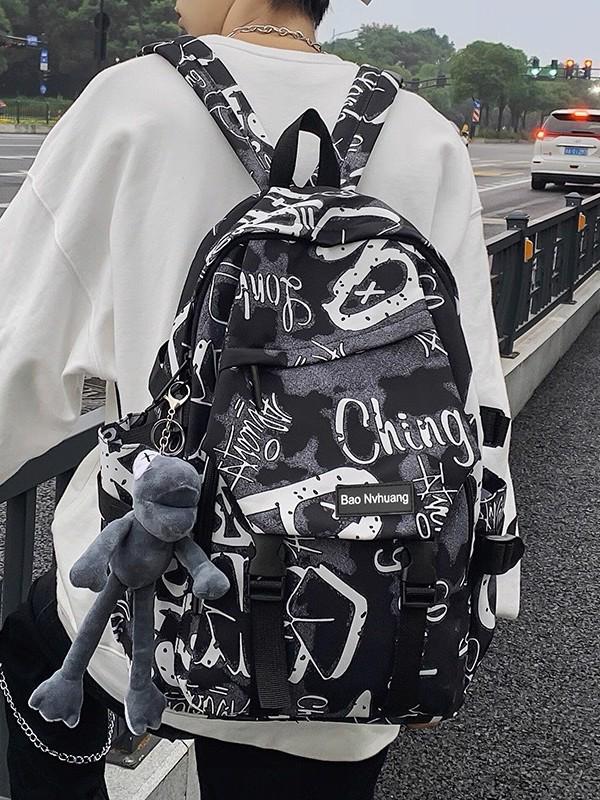 Trendy Graffiti Large Capacity Backpack for Students - Versatile Shoulder Bag for Men & Women