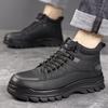 Thick Fleece Lined Leather High Top Martin Boots Men Winter Casual Warm Dad Footwear