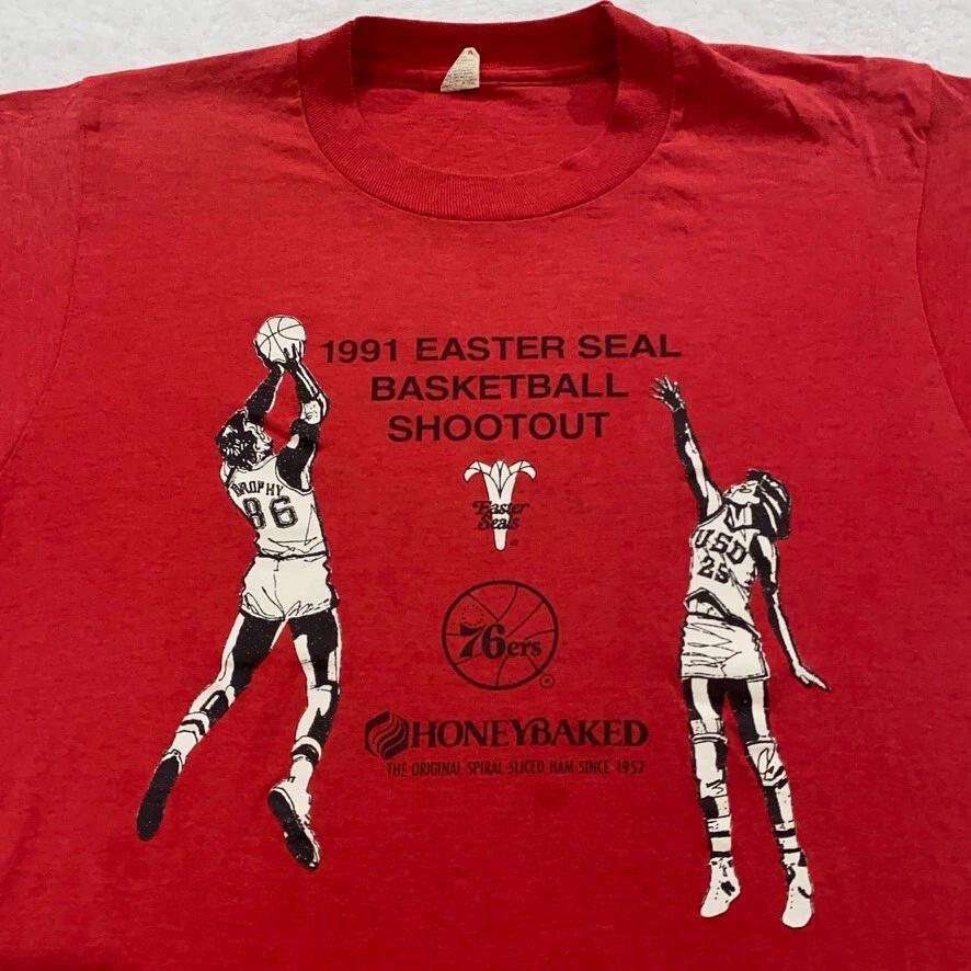 

vtg 90S PHILADEPHIA 76ERS EASTER SEAL BASKETBALL T-Shirt S single stitch S