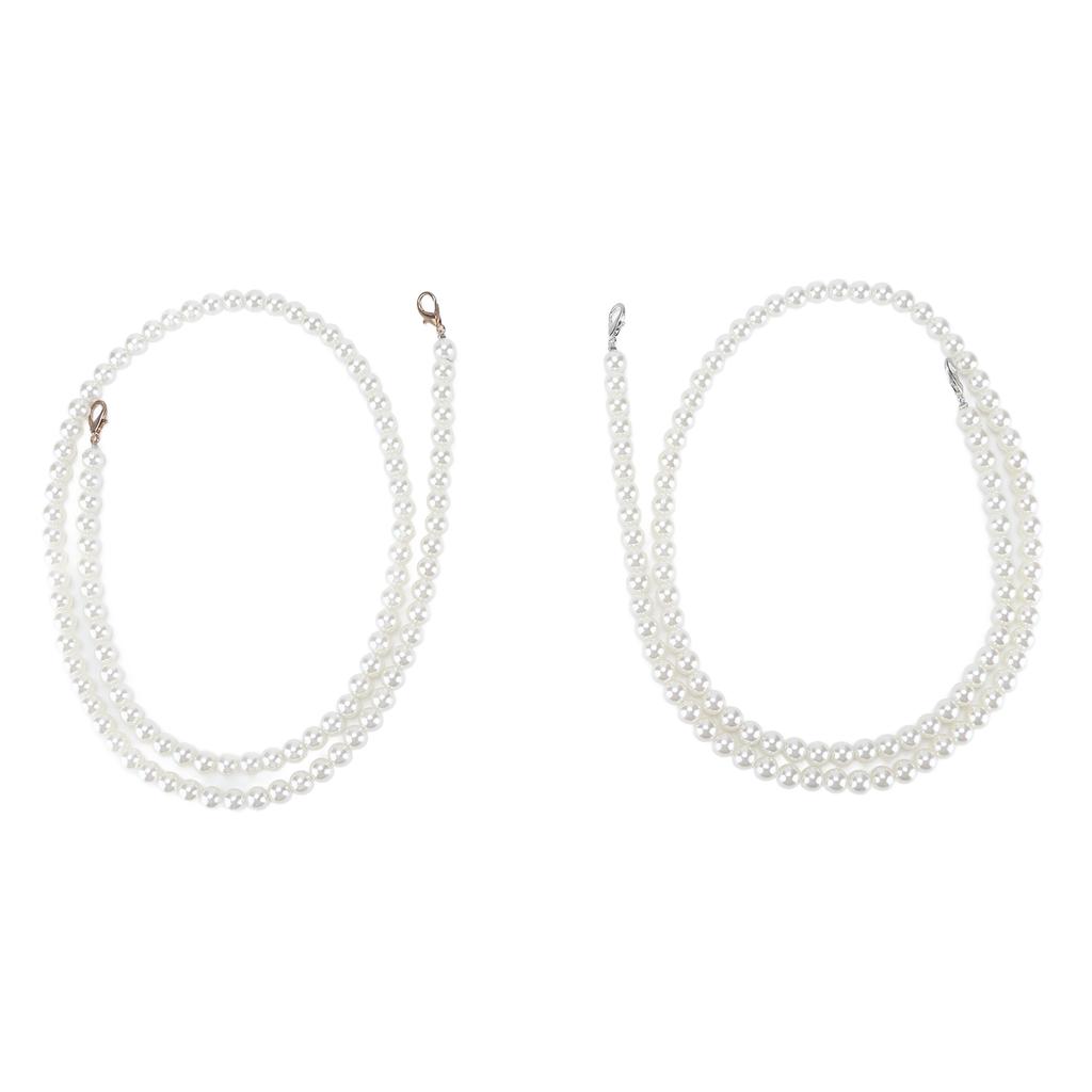 2Pcs Imitation Pearl Chains Purse Handle Strap Handbag Decoration Replacement Accessories for Women