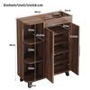 Narrow Shoe Cabinet, Double-Door, Shoe Rack with Open Compartments, Wood Look, Multi-Purpose Cabinet for Hallway, for Small Spaces, with Top Shelf