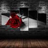 Red Rose Flower Book Scene 5 Piece Five Panel Wall Canvas Print Modern Art Poster Picture Home Decor Gift For Him For Her