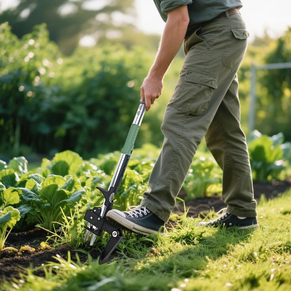Stand-up Weeding Tool - 40-inch Long-handled Weeder, 4 Stainless Steel Claws And Foldable Foot Plate, Easy Weeding Without Bending