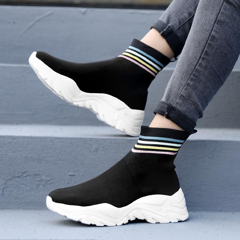 

Весенние и летние высокие спортивные и повседневные туфли на платформе женские модные туфли высокие носки модная женская обувь 43