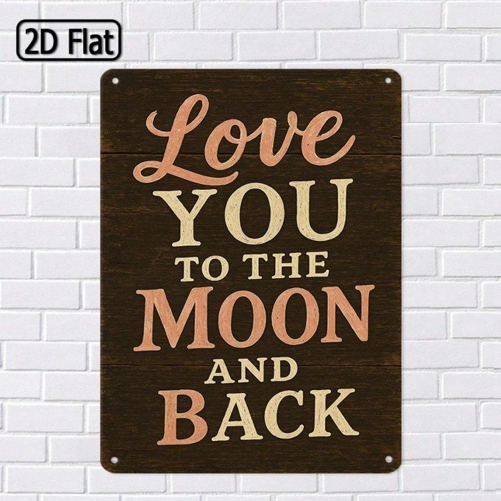 Tin Sign Love You To The Moon Metal Wall Art 8x12 Inches Vintage Romantic Decor Plaque