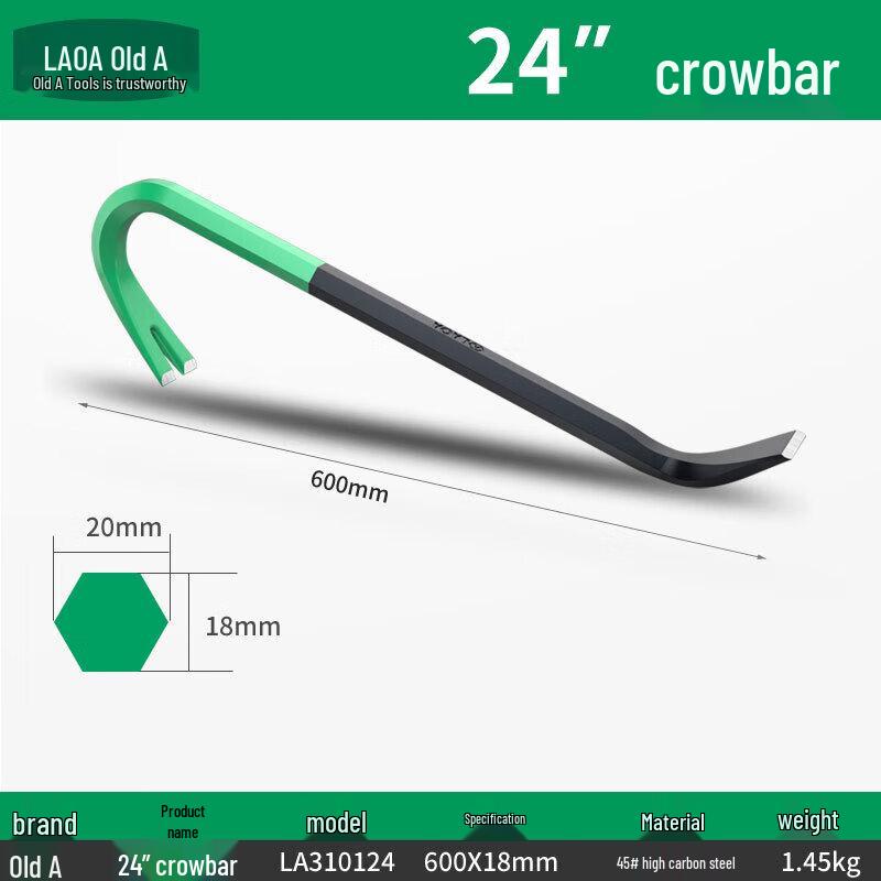 LAOA Heavy-Duty Reinforced Pry Bar with Nail Puller