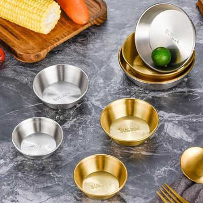 1 pièce Bols Rondes pour Sauce Sushi Plats Apéritif en Acier Inoxydable 304 Plateau Individuel pour Assaisonnements