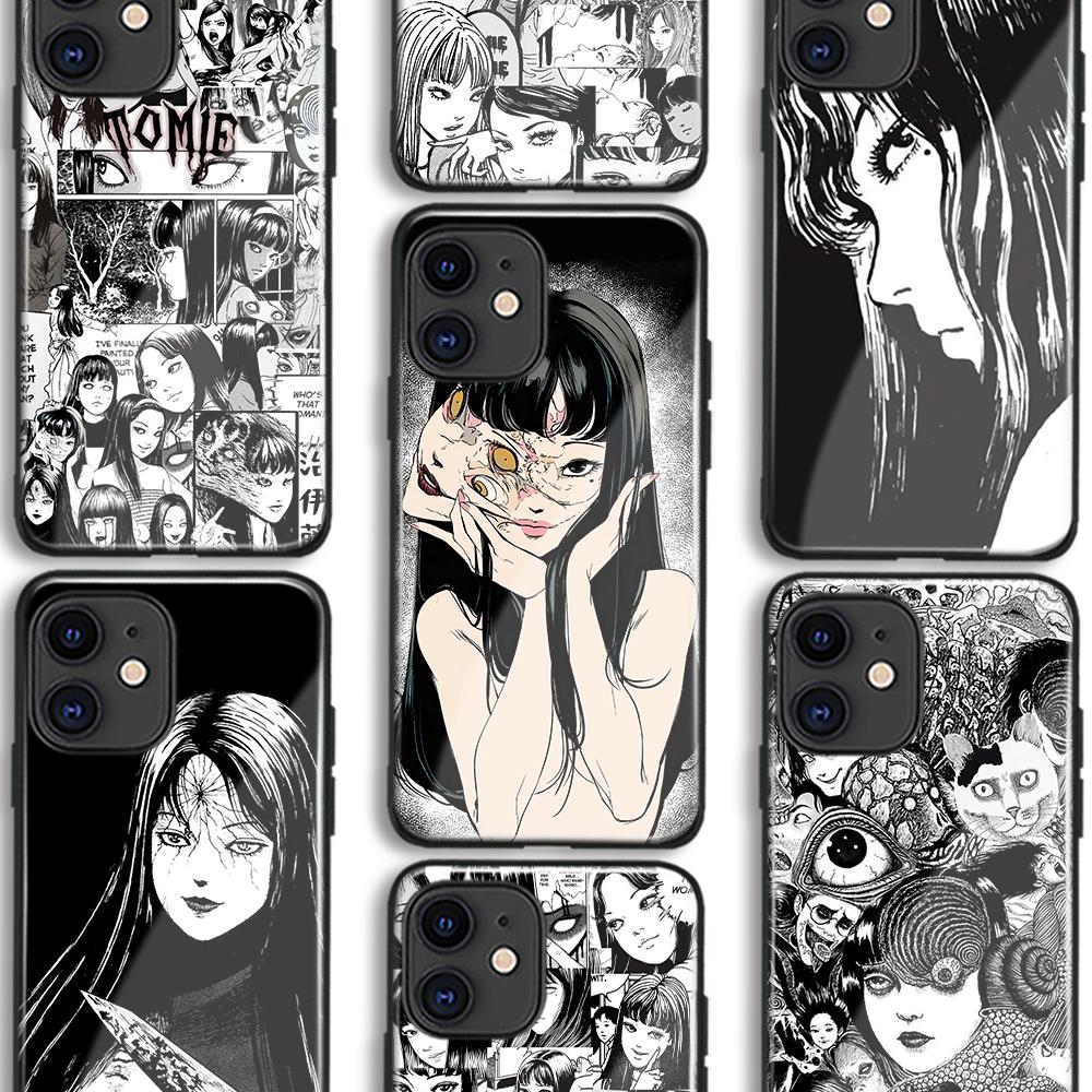 Lesklý skleněný kryt na telefon Junji Ito Tomie Kawakami Anime Manga pro iPhone SE 6s 7 8 Plus X Xr Xs 11 12 13 Mini Pro Max Samsung