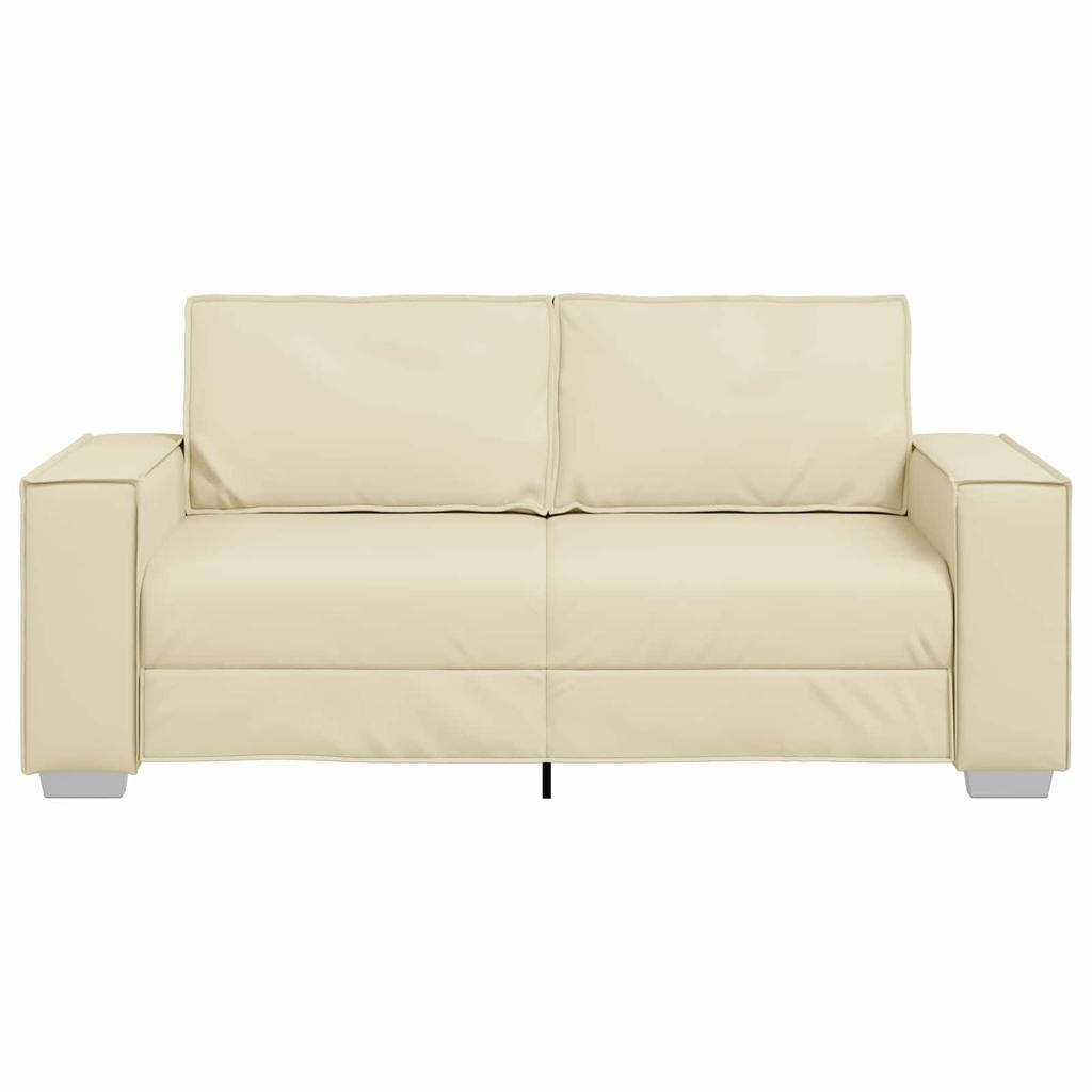 2 Seater Cream Sofa 180 Cm Faux Leather