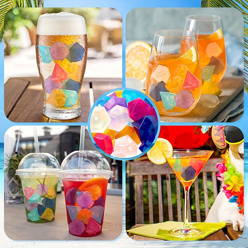24 Pezzi/Set Cubetti di Ghiaccio Riutilizzabili per Whisky Pietre Resistenti all'Usura Estive Cubetti di Ghiaccio per Whisky Accessori in Plastica