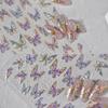 Shiny Jelly Butterfly Charming Golden Gradient Bowknot 5D Self Adhesive Nail Art Sticker Flower Petal Rhinestone Manicure Decals