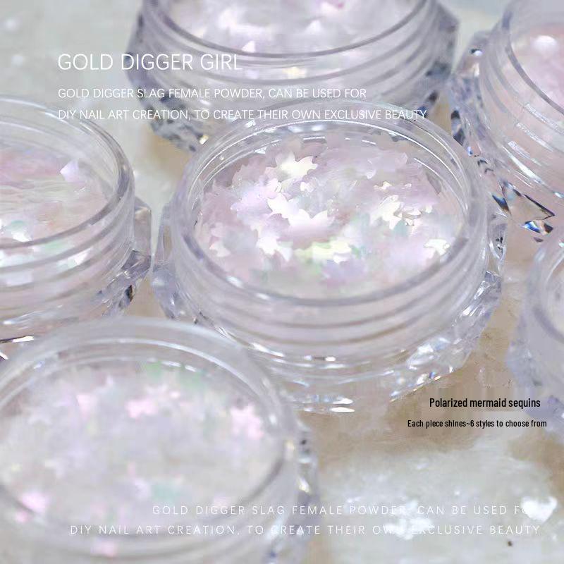 Iridescent Mermaid Nail Art: Fine & Coarse Glitter Sequins (Butterfly & Star)