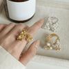 Adjustable Chinese-style Ring Metal Material Elegant Floral Stacking Ring Drip-glaze Finish Two-tone Design Open Ring Wedding