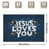 1 Piece, Religious Party Background - Love You Banner with Stars, Navy Blue and Gold Christian Decoration