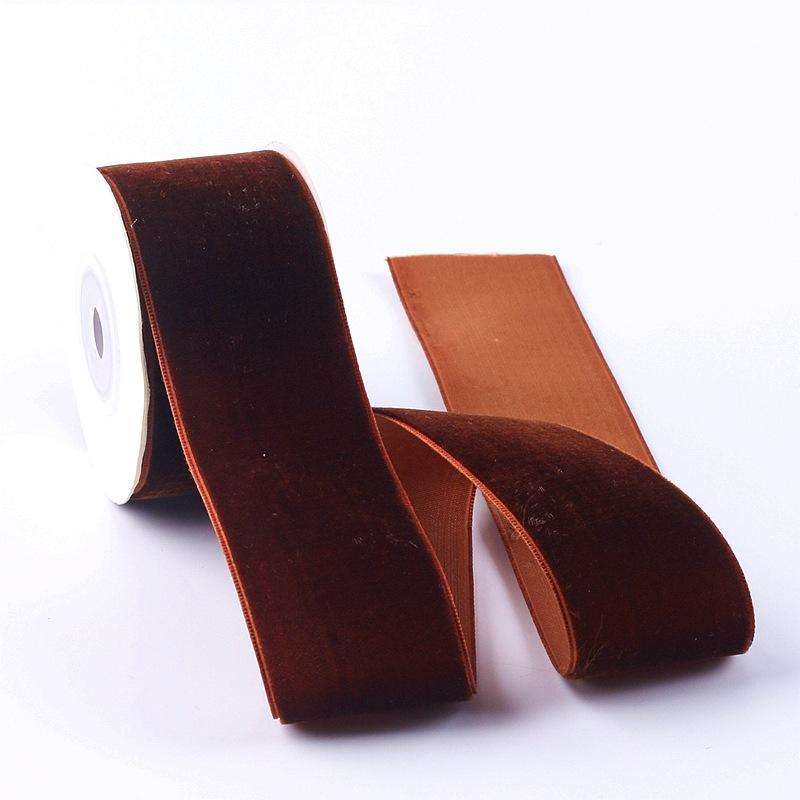 Eco-Friendly 38mm Single-Sided Flocked Velvet Ribbon Spool for Gift Wrapping DIY Bows Hair Accessories Birthday Cake Box Bands
