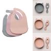 Silicone Bib Bowl Spoon Waterproof Infant Bibs Fashionable Baby Newborn Feeding Eating Supplies Toddle Adjustable Saliva