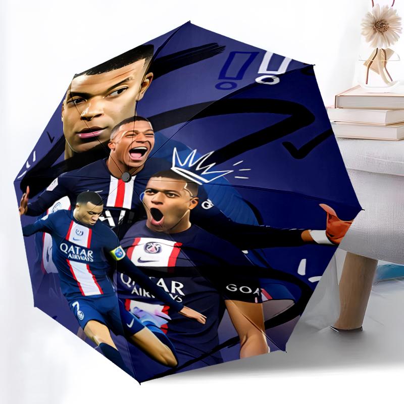 Printed Kylian Mbappé Printed Folding Umbrella,Outdoor,Leisure,And Travel Umbrella,Durable Umbrella Fabric,Birthday And Holiday Gift
