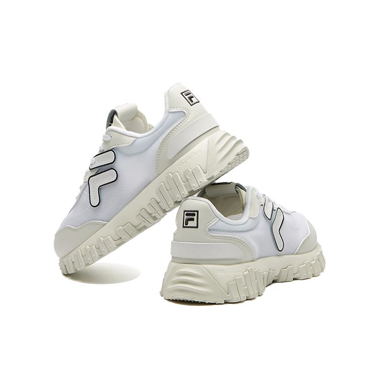 FILA Fusion Heritage Running Fabric Synthetic Leather Thick Sole Casual Low Top Dad Shoes Women sneaker White T12W131103FWV