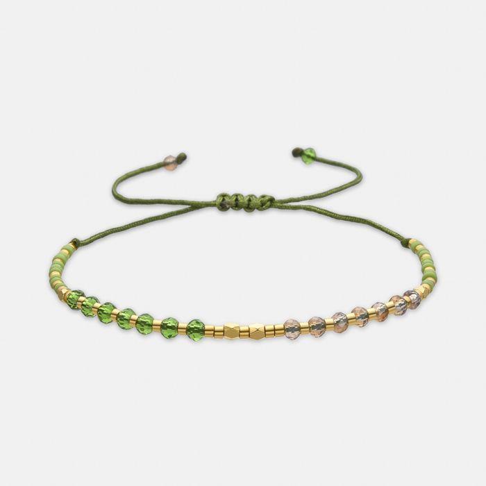 Bracelet - LUXENTER - Anlako - Cristal vert - Finition or jaune 18k - Style boho