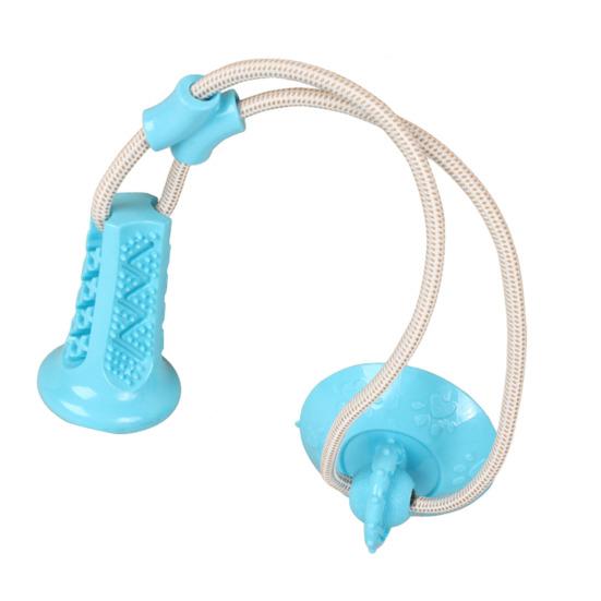 

Dog Teething Toy with Treat Dispenser Suction Cup TPR Chew Ball Interactive Boredom Relief Dental Health Self-Play Pet Toy for Anxiety Energy Burn синий