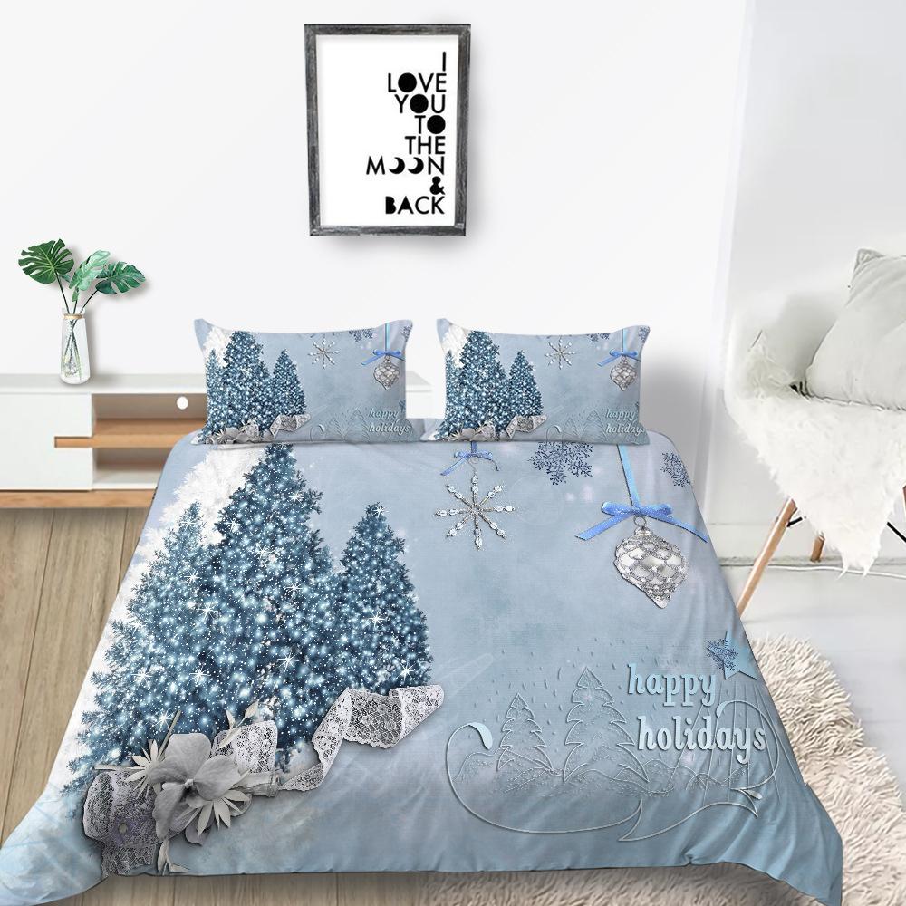 Christmas Gift Quilt Cover Pillowcase Two Or Three-Piece Set Digital Printing Polyester Cartoon Series