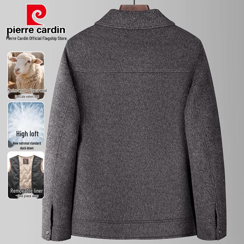 Pierre Cardin Men's Wool-Blend Detachable Down Liner Short Overcoat