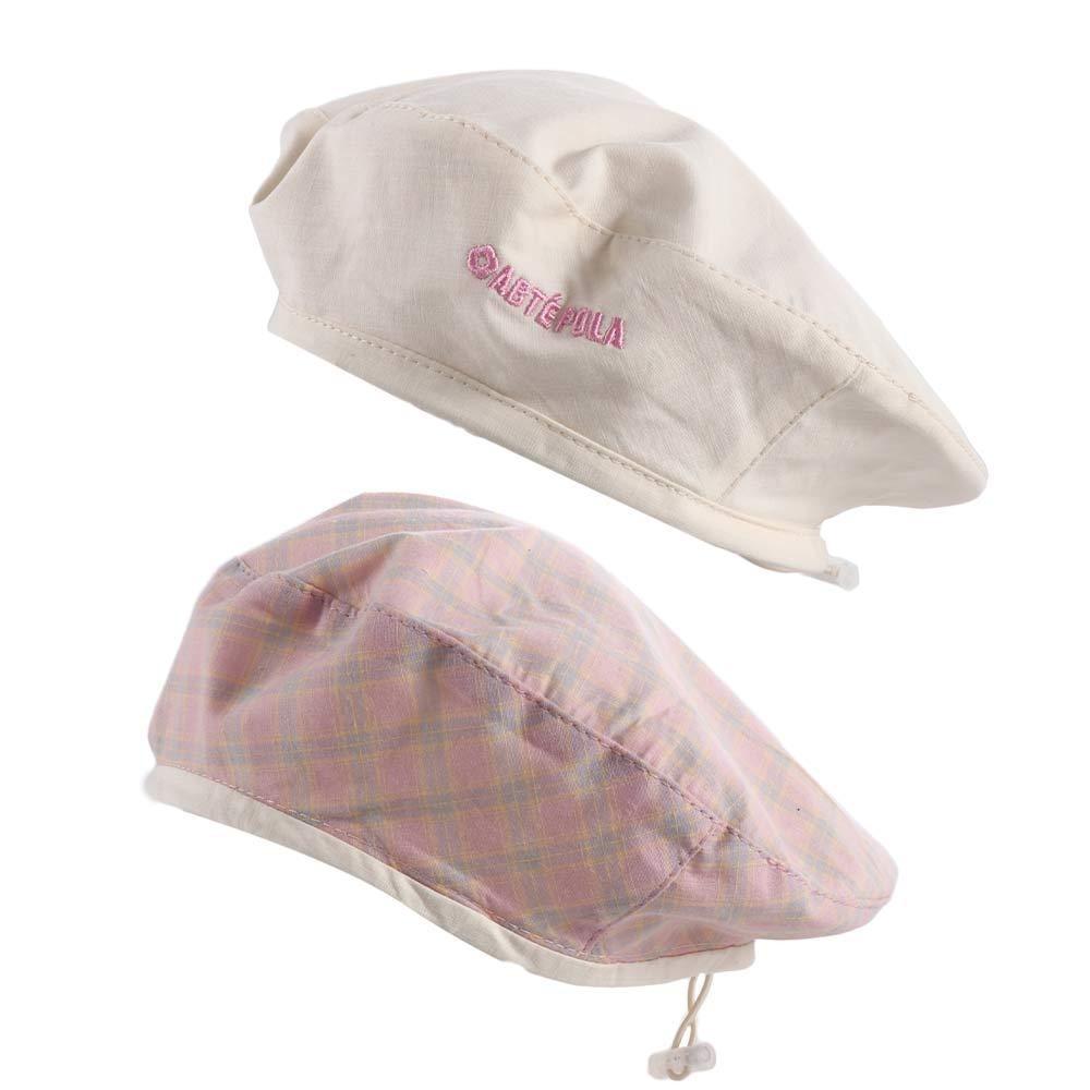 Solid Color Double-sided Beret Plaid Octagonal Caps Fashion Women Beanie Hat  Girls