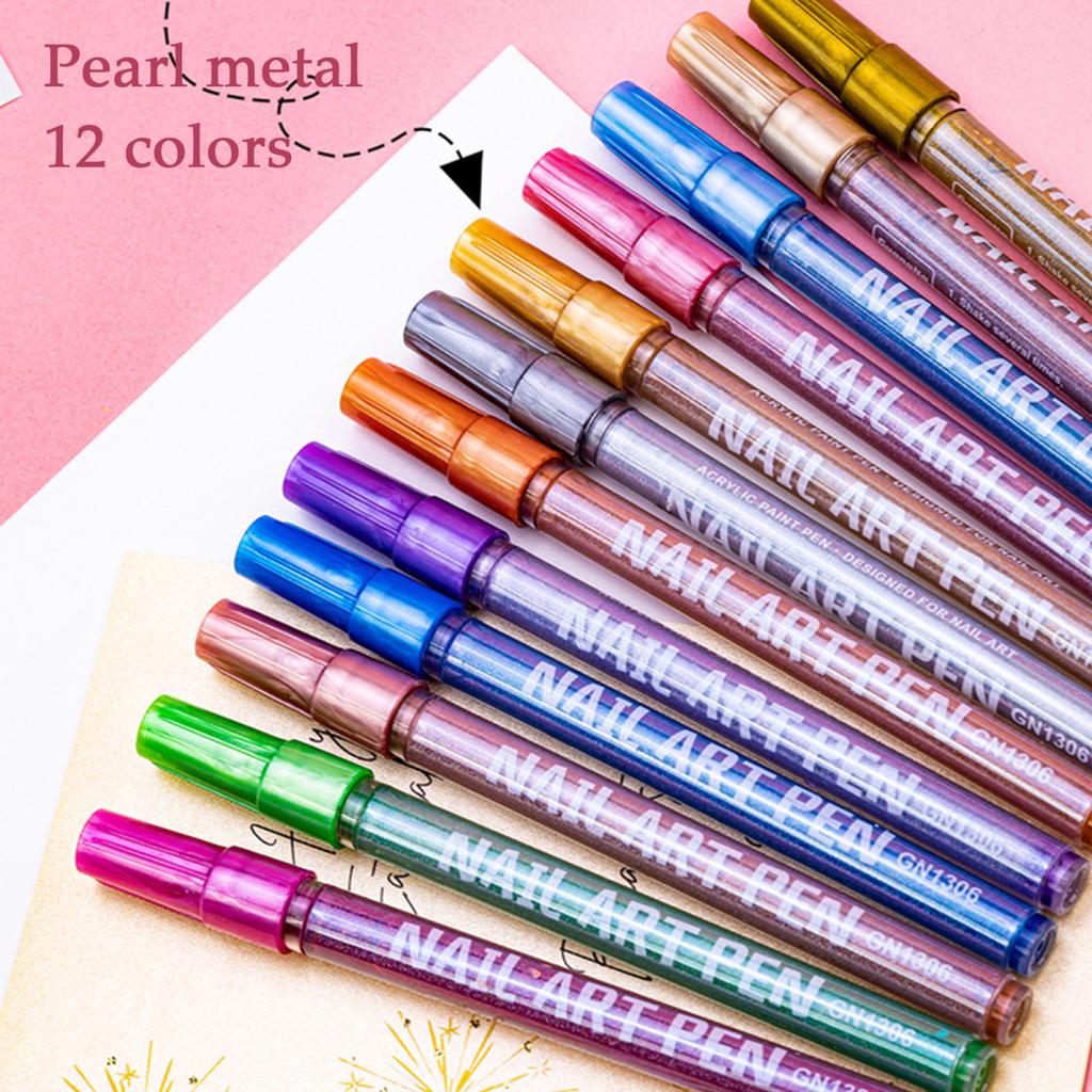 12-teiliges Nailart-Stifte-Set, 3D-Nagellackstift, schnelltrocknender Nagelpunkt, Graffiti-Punktierstift, Nailart-Marker, Zeichen- und Malstift