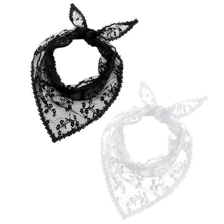 Breathable Tulle Flower Scarf Comfortable Triangular Bandana for Women Girl Daily Styling Headwear All Matching Accessory