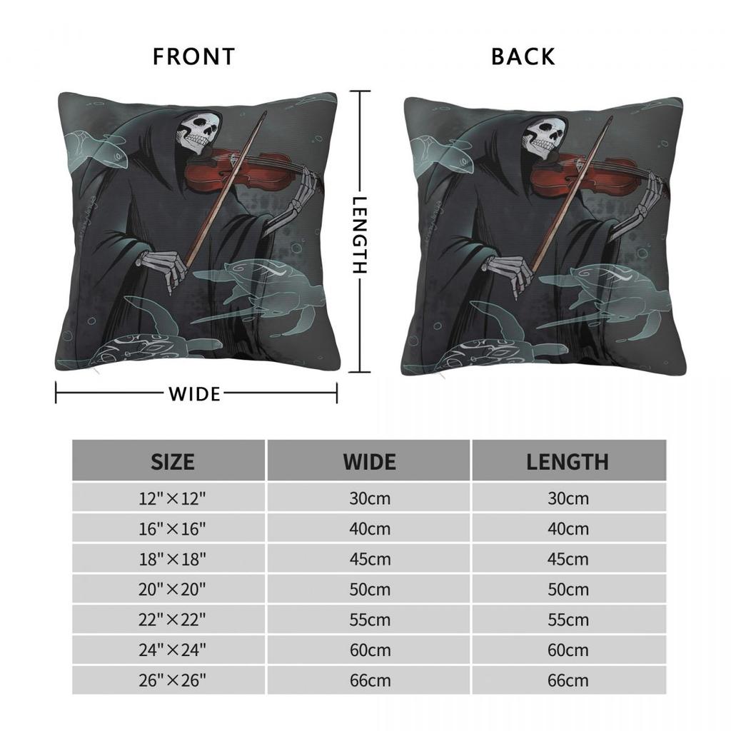 Grim Reaper Violin Symphony Pillowcase Polyester Linen Velvet Creative Zip Decorative Pillow Case Sofa Seater Cushion Cover 18"