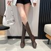 Fashion 2024 Winter Knee-High Boots for Women Square Toe Knight Boots Split Leather Women Shoes High Heels Concise Boots Botas De Mujer