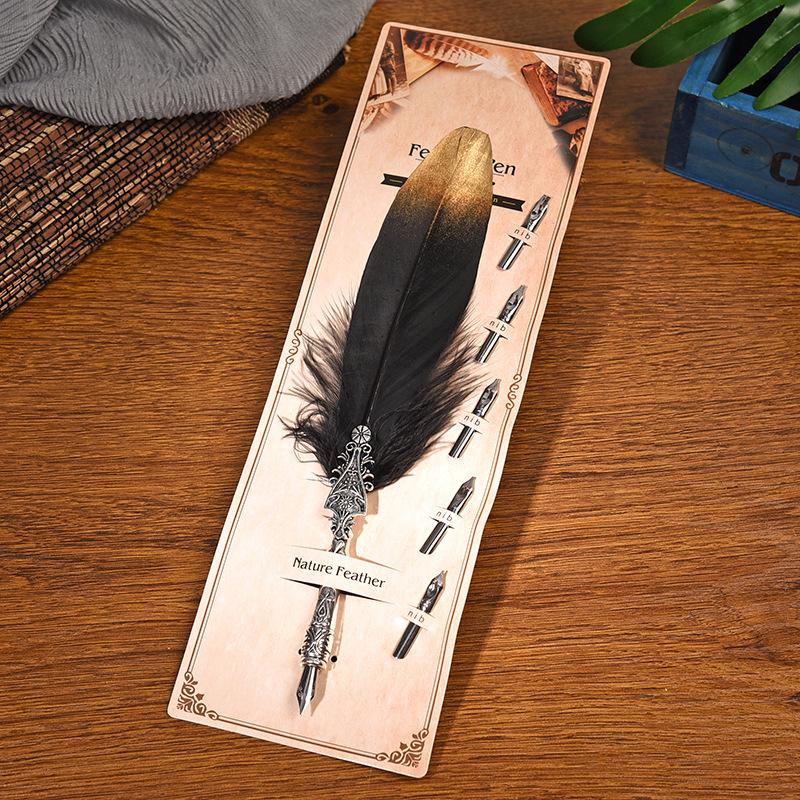Creative Feather Dip & Fountain Pen Set - Stainless Steel Business & Birthday Gift