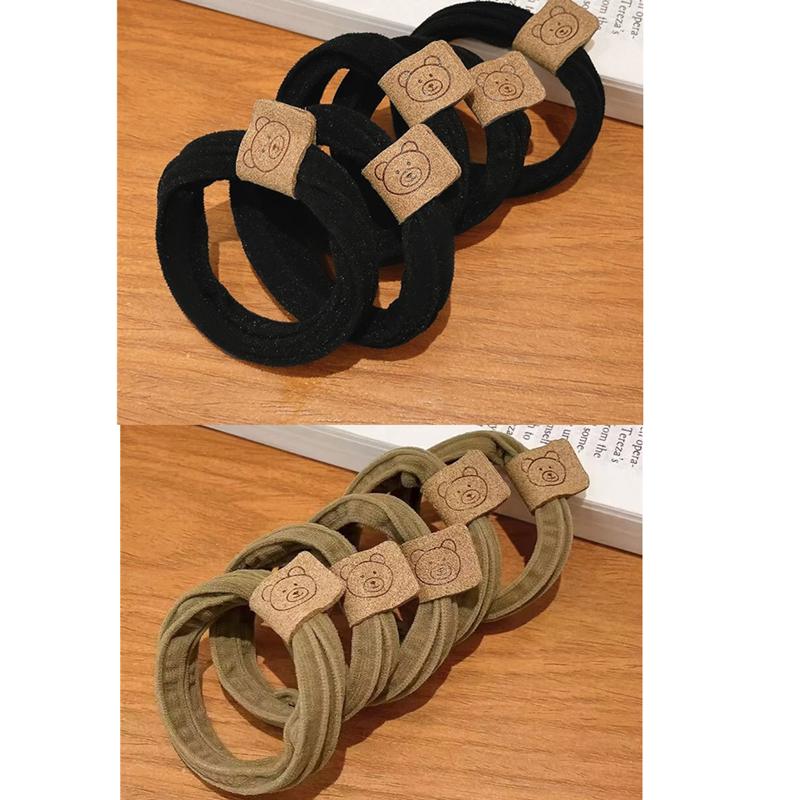 5/10pcs/set Bear Thick Stripe Simple High Elastic Hair Bands For Women Girls Hair Tie Scrunchie Rubber Bands Hair Accessories