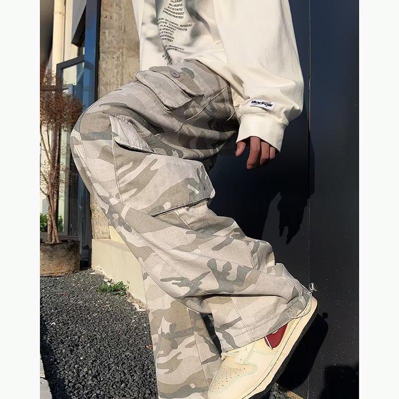 Herren Graue Camo Weitbeinige Sommer Hip-Hop Freizeit Hose