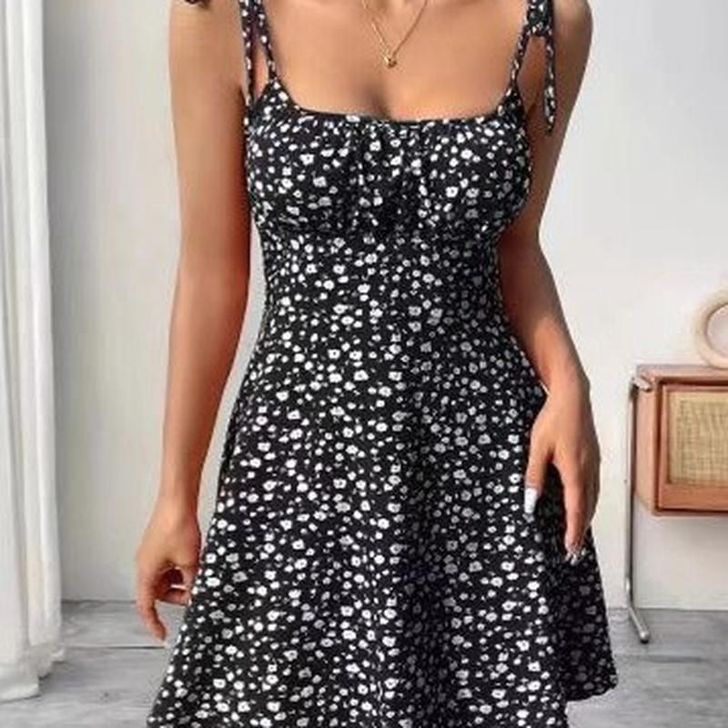 

Summer Floral Spaghetti Strap Maxi Dress Mini Skirt XL