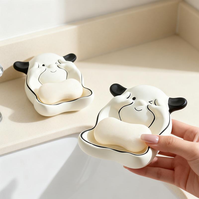 Cute Dog Shaped Resin Soap Dish Cartoon Puppy Holder with Drainage for Bathroom Sink Shower Home Indoor Bathroom Decoration