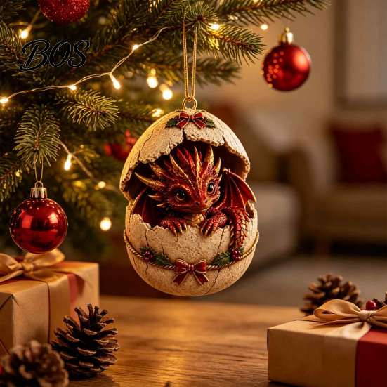 Colorful Dragon Egg Ornament Baby And Christmas Ornament, 2D Flat Acrylic Tree Hanging Decorative for Home Decoration, Fantasy Pendant Xmas