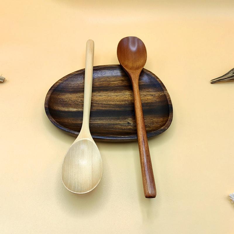 1 Piece Wooden Spoon Bamboo Kitchen Korean Style 9 Inch Natural Wood Soup Tableware Cooking Honey Coffee Spoon Mixing Spoon4