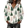Women's Christmas Print Long Sleeve Hooded Pullover Sweatshirt