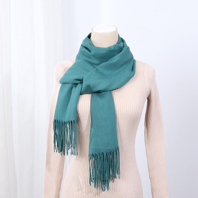 Big Red Scarf Korean Style Women's Winter Imitation Cashmere Thickened All Match Warm Shawl Solid Color Dual Use