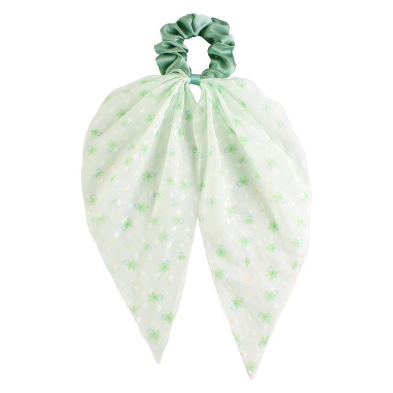Versatile Floral Ribbon Bow Hair Tie - Korean Style Hair Accessory with Small Flowers for Women's Ponytails