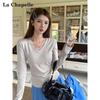 Women's V-Neck Long Sleeve Slim Fit T-Shirt