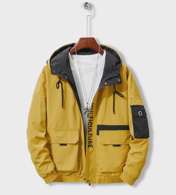 Herren-Windjacke mit großer Kapuze und mehreren Taschen, lässig, leicht, für Frühling/Herbst
