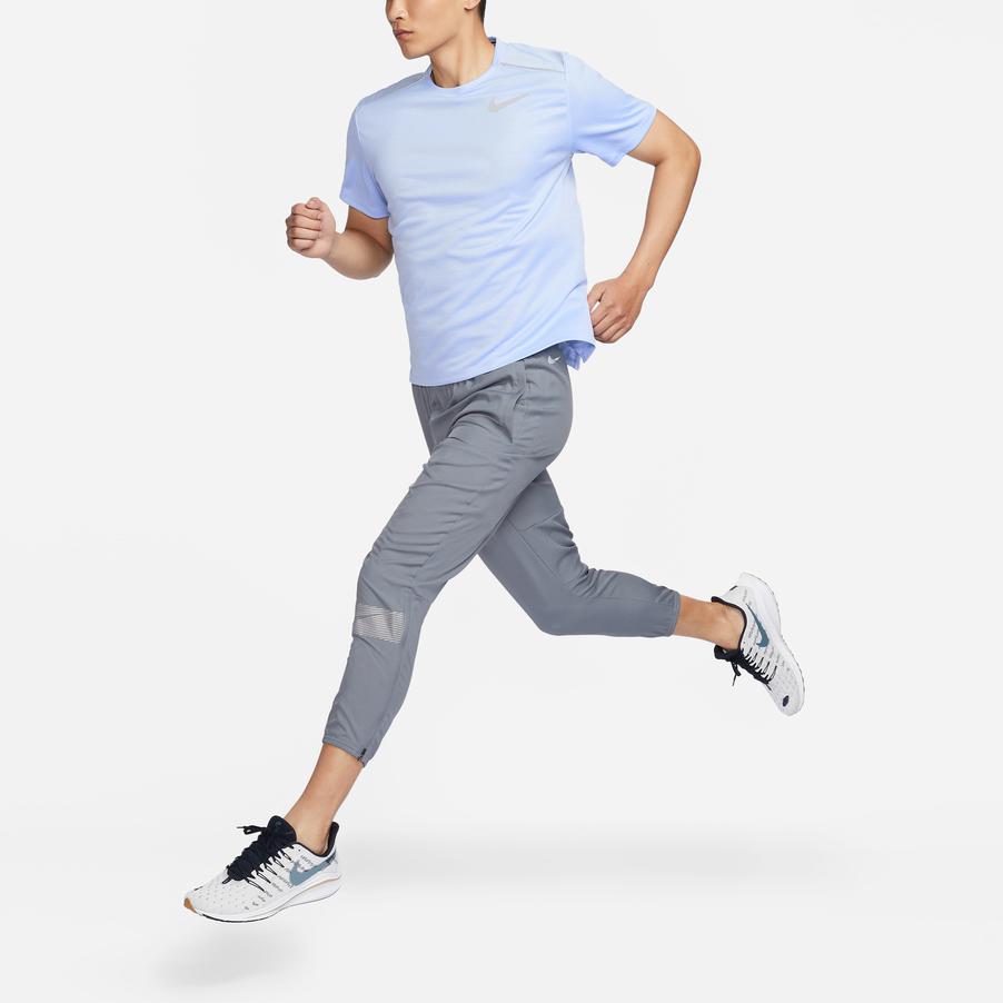 Nike Miler Logo Print Pullover Quick-Dry Running Reflective Breathable Crew Neck Short Sleeve T-Shirt Men T-Shirts Cobalt-Blue AJ7566-479