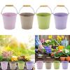 Iron Potted Plant Vase Flowerpot Creative Balconys Hanging Planter Bucket with Handle Small Flower Pot Garden Decoration